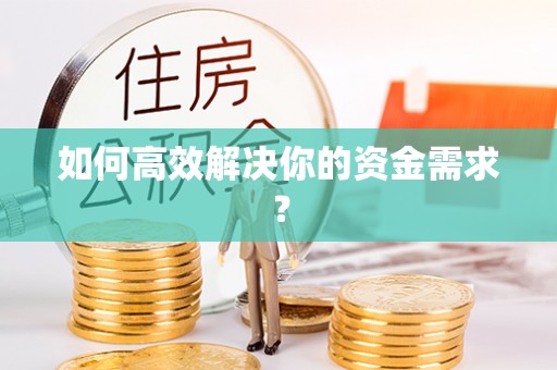 新密如何高效解决你的资金需求？