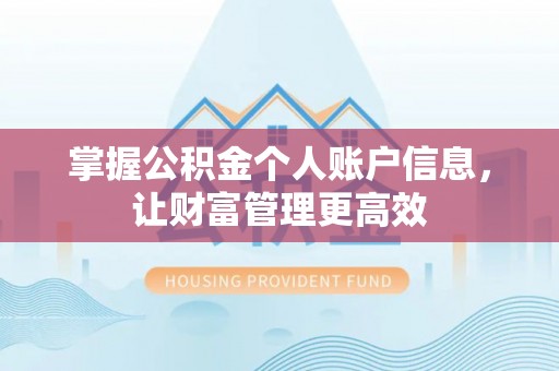 新密掌握公积金个人账户信息，让财富管理更高效