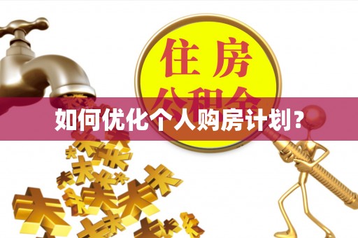 新密如何优化个人购房计划？